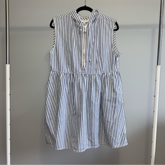 Jones New York Sport Nautical Stripe Sleeveless Hoodie Vest - Picture 1 of 6